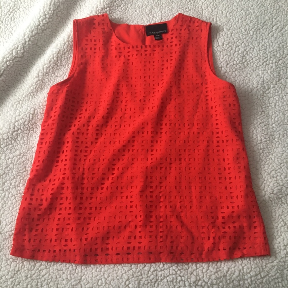 Coral orange cut out detail tank top